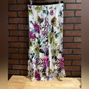 GO BY GO SILK Floral Maxi Skirt - Purple and Green
